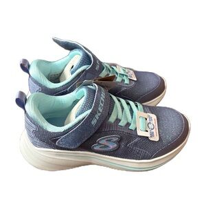 Skechers Kids' Gray Blue Aqua Sneakers NEW Sz 1 Glitter Sparkle Girls